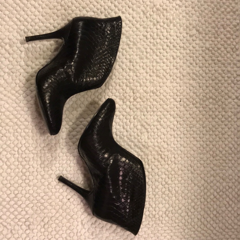 Black leather booties